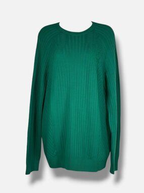 Brett Johnson Men's Green Knitted Cashmere Crewneck Long Sleeve Sweater Size 50